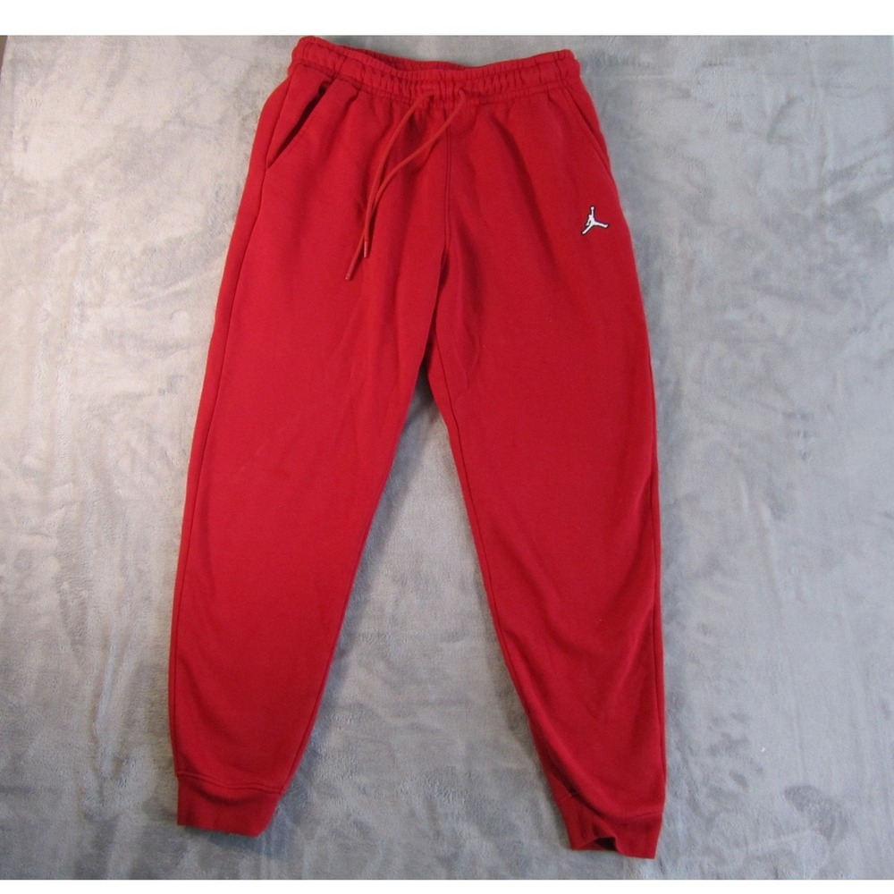 Jordan Mens Fleece Jogger Sweatpants Red Jumpman Logo Size Medium